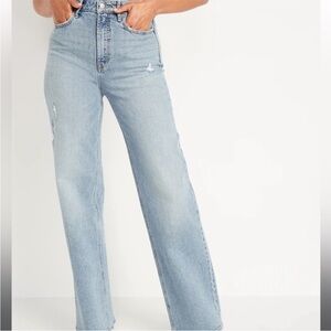 EUC old Navy Extra High Rise Sky-Hi A-Line Wide Leg Jeans size 10